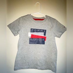 Gray TH Short Sleeve T-Shirt with Red White & Blue graphics